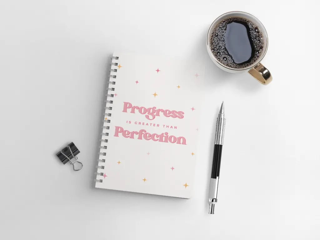 Progress is greater than perfection A5 spiral notebook