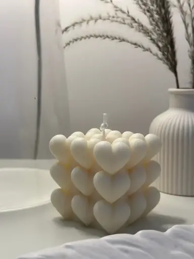 VANILLA Heart Bubble Candle